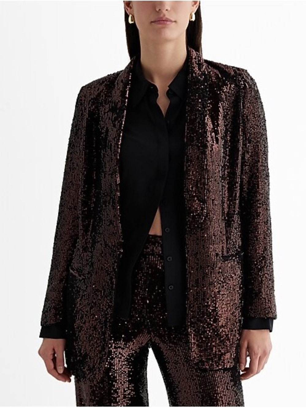 Express Sequin Blazer in Copper